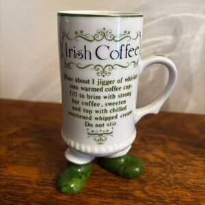 Vintage ceramic Irish coffee recipe footed mug, made in Japan